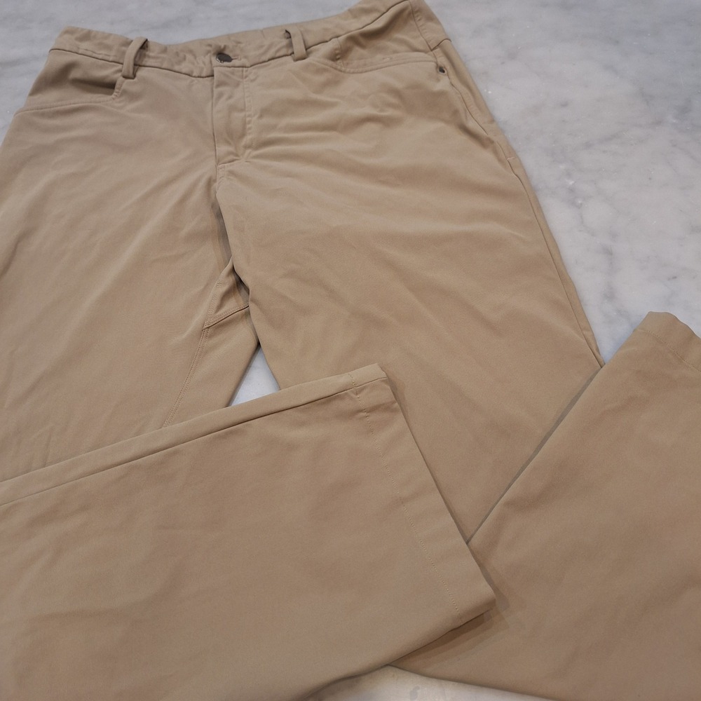 Lululemon ABC Pants Mens 32x28 Tan Khaki Slim Straight Technical Trousers Chino